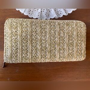 Woven Tan Clutch Wallet